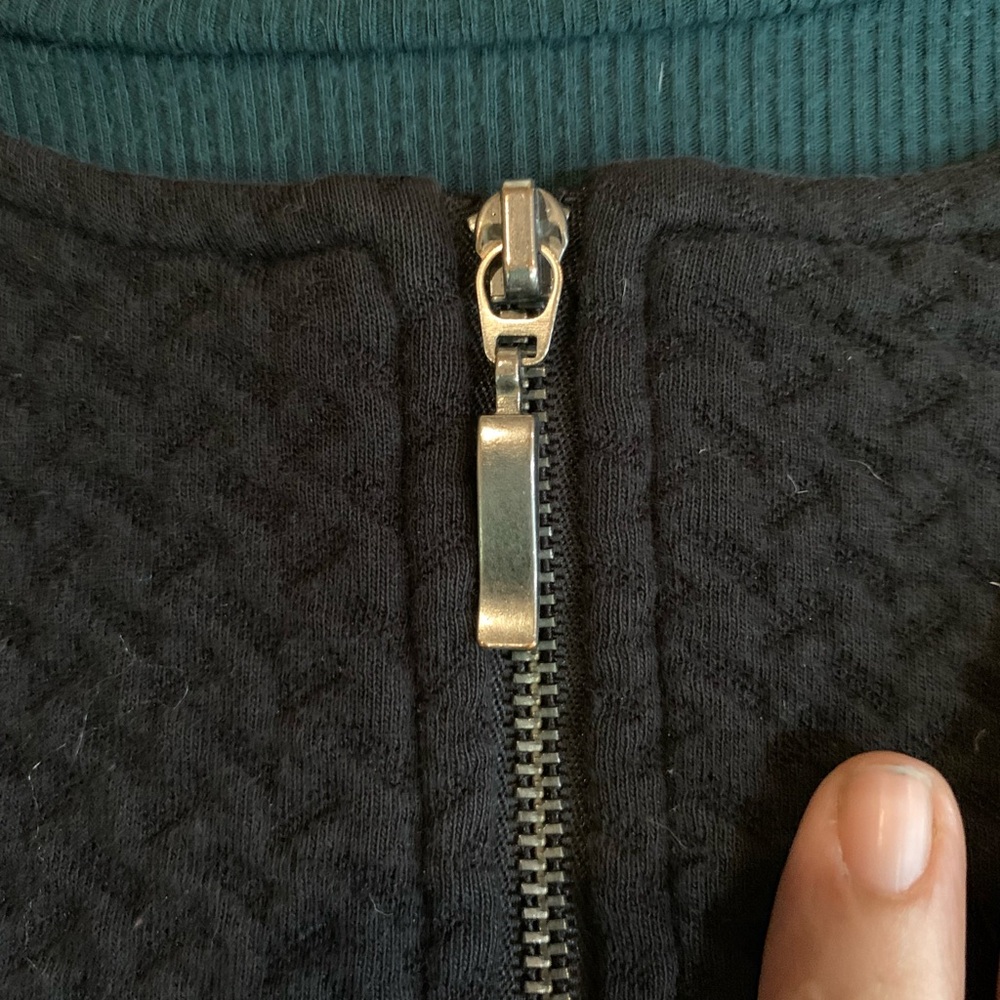 Quilted Black Women's‎ Zip Up Top Cardigan Sweater Long Sleeve Twee Preppy Moto - Picture 6 of 10
